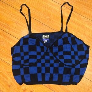 Future Collective Blue Checkered Crop Top